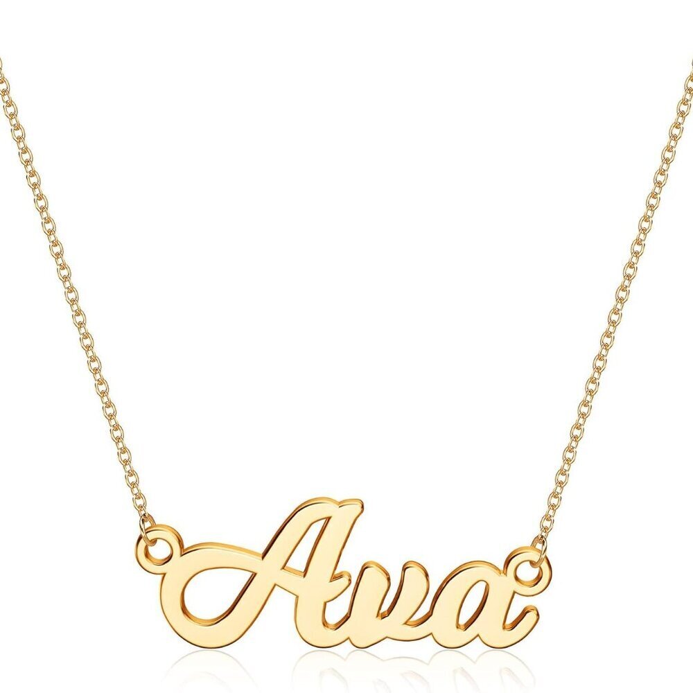 Custom Name Necklace Personalized, 14k Gold Plated Personalized Name Necklace Da
